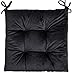 Juego de cojines de terciopelo para silla de comedor 35 x 35 cm 2/4 paquetes de cojines de asiento para silla con lazos cojín duradero acolchado para oficina cocina sala de estar(negro, 4)