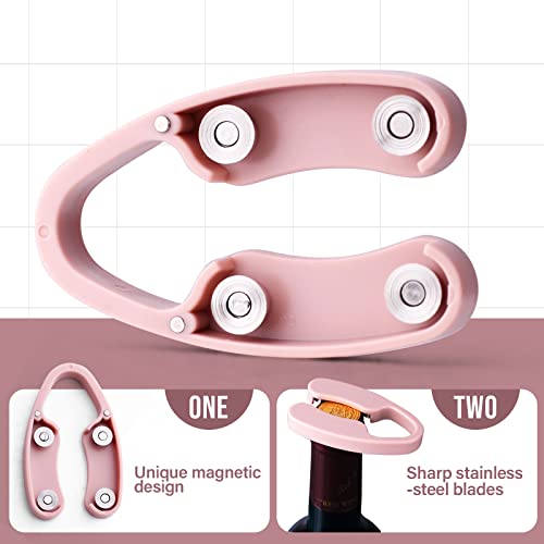 5 Pack Magnetic Wine Foil Cutter Tool, Wine Bottle Opener Accessory, Magnetic Wine Foil Cutters Wine Bottle Opening Accessories,rose gold