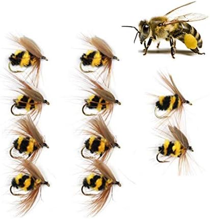 EFINNY Artificial Fishing Lures 10 Pcs/Set Fishing Artificial Insect Bait Bumble Bee Fly Trout Fishing Lures Bionic Honeybee Bait Fly Fishing Bait Handmade Ice Fishing Lure