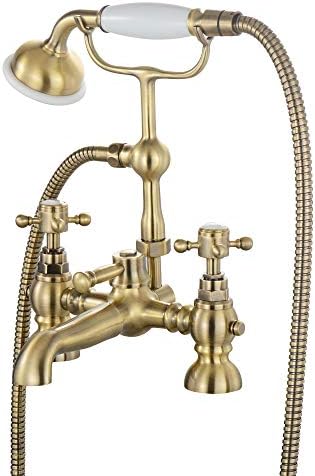 ENKI, Camberley, BT8716, Chrome, Twin Hot & Cold Bath Taps, Traditional Victorian Cross Handle, Solid Brass, Easy Clean, Traditional Design, Easy to Install, 10-Year Guarantee