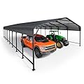 20x40 FT Metal Carport, Enhanced Base and Steel Roof for All-Weather Use, Outdoor Heavy Duty Garage Galvanized Car Shelter for Bass Boats, Full-Sized Pickup Trucks, and Tractors