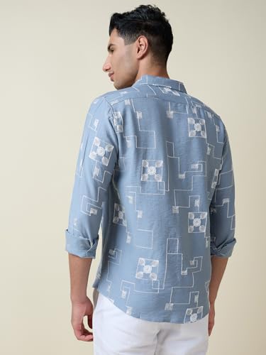 Image of Thomas Scott Mens Regular Fit Embroidered Full Sleeves Casual Shirt