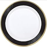 amscan Premium Plastic party-plates, 10 1/4 inches, White with Black Border (430583.10)