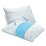 Shredded Memory Foam Bed Pillows for Sleeping - Bamboo Cooling Sleep Pillow for Back and Side Sleeper - Queen Size (Queen - 2 Pack)