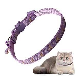 Jlkegfdf Katzenglocken-Halsband mit Stern- und Mond-Design