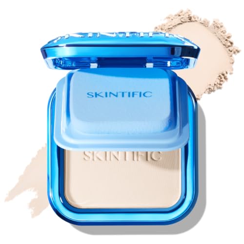 Image of SKINTIFIC Ultra Cover Powder Foundation For Oily Skin 00C Lace | Full coverage matte finish, one-swipe flawless, oil control, long-lasting pore-blurring pressed powder for oily skin.