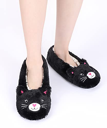 Dicuird Womens Smiley Animal Face Soft Sole Slipper Socks With Grippers-Fuzzy House Slippers(8-10) #TOP5