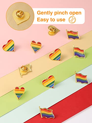 Alphatool 30 Pcs Gay Pride Rainbow Enamel Lapel Pin Set- 15Pcs Rainbow Gay Pride Flag Lgbtq Lapel Pin+ 15Pcs Lgbtq Gay Heart Flag Pride Pins Decoration For Men Women Clothes And Bags #TOP2