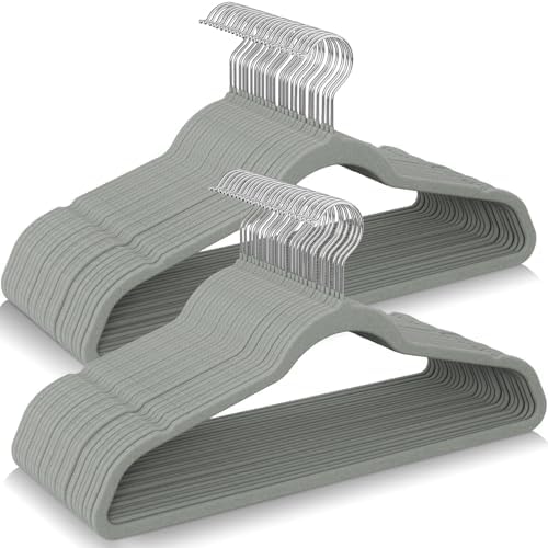 Velvet Pants Hangers with Non-Slip Bar, Heavy Duty Clothes Hanger...