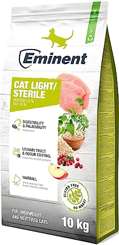 Eminent Cat Light/Sterile | High Premium cibo per gatti senza glutine | cibo secco per gatti in sovrappeso e castrati 10 kg