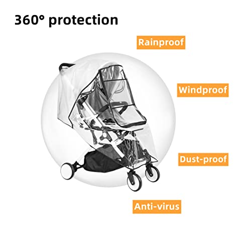Regenschutz für Kinderwagen, Universal Regenverdeck für Buggy und Sportwagen mit Großes Sichtfenster, Gute Luftzirkulation, Schadstofffrei - transparent