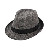 Bamboopack Sombrero clásico a cuadros para hombre con banda decorativa, gris, M