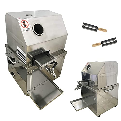 INTBUYING 304 Stainless Steel Electric Sugar Cane Juicer Press Machine with 3 Rollers for Sugarcane Ginger Sweet Sorghum Juice Press Extractor with 2sets Knives