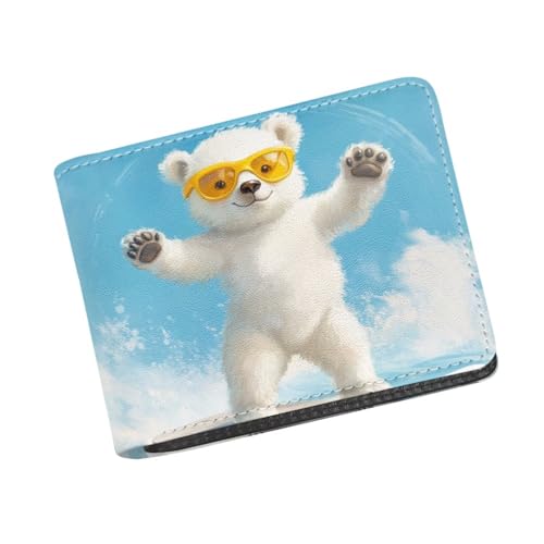 Image of Coldinair White Bear Boys Wallets for Kids 9-12 Cute Wallet for Teen Boys Leather Bifold Wallet Credit Card Cash Id Holder Purse Coin Pocket Id Window for Boy Male Youth Guys