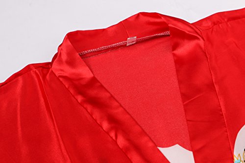 Old-to-new Women's Long Kimono Robe Silk Bathrobe with Pockets-Multi-Pattern,Pagoda Red S - Thumbnail 4