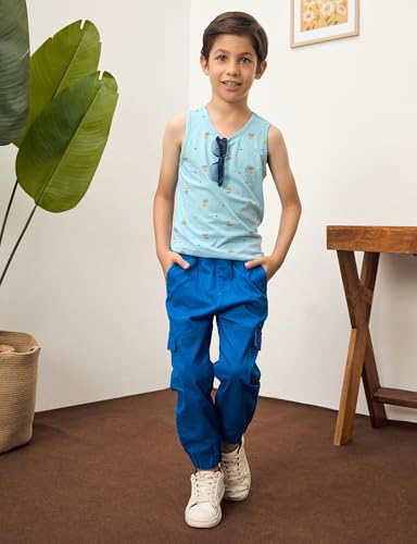 Image of Amazon Brand - Symbol Boy's Cotton Cargo Jogger | Elasticated Waistband and Cuff | Stretchable | Age 2-14 Years