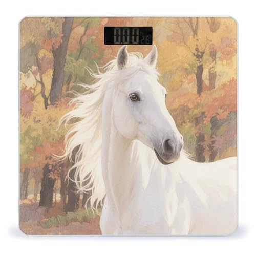 Báscula Digital de Baño Horse Blanco Acuarela LCD 400 Lb