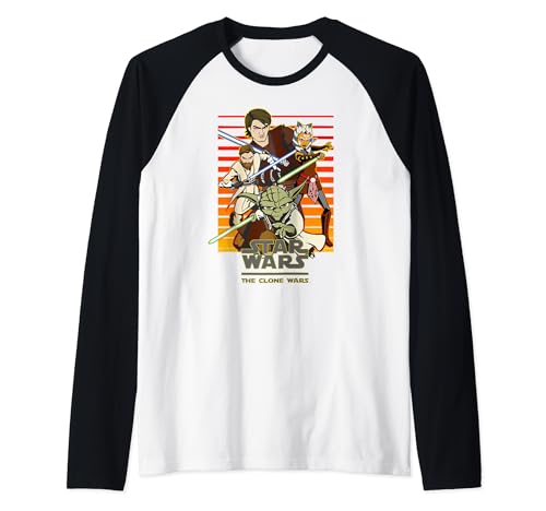 T-shirt Star Wars Clone Wars style baseball raglan rétro pour fan de la saga