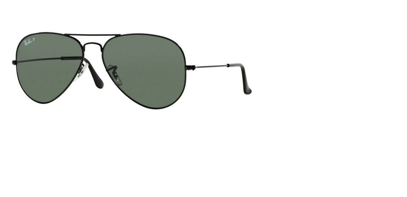 Ray-Ban RB3025 Unisex Aviator Polarized Sunglasses Black Frame Green Polarized Lens 002 58 62