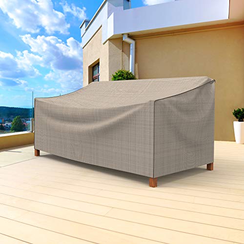 Empirepatio Tan Tweed Outdoor Patio Loveseat Cover, Medium #TOP1