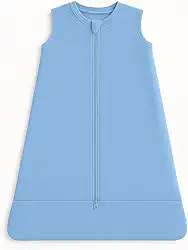 Saco de Dormir para Bebê Azul Malha Leve e Confortável Tecido Algodão Ideal para Noites Tranquilas Zíper Frontal Tamanho 3 a 12 Meses Soninho de Bebê