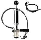 Watflow Keg Party Pump, American D System Beer Keg Tap Party Pump, 4 Inch Picnic Pump with Black Beer Faucet & Beer Hose, Chrome-Plated Keg Draft Beer Party Pump with 2 Hose Clamps