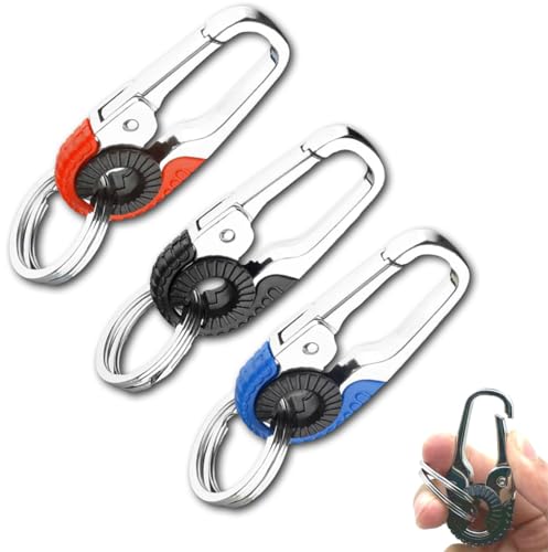 CHRIS GOOD 3pcs Men's Car Key Chain, Personalized Creative Stainless Steel Car Keychain for Men, Anti-Loss Heavy Duty Metal Key Ring