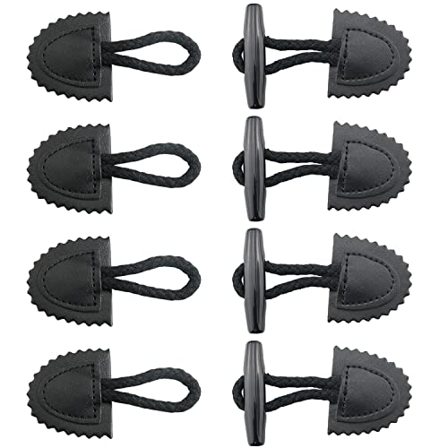 FMHXG 4pcs Leather and Wood Toggle Buttons for Coats