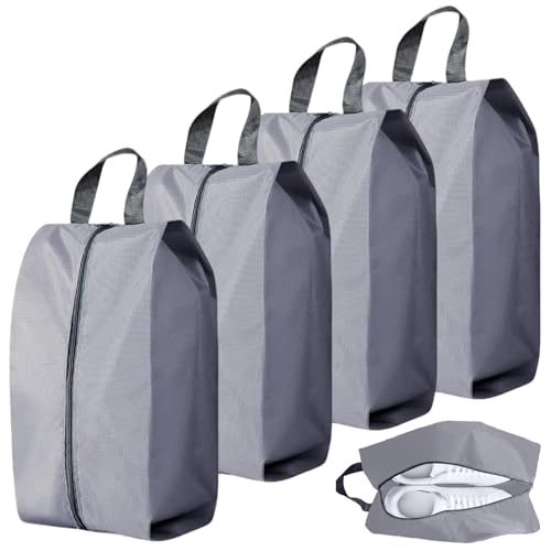 TENGWA 4 Pièces Sac Chaussures Voyage Taille Max. 35 Housse Chaussure avec Poigné Pochette Voyage Résistant aux Taches Imperméable Gris Réutilisable Idéal pour...
