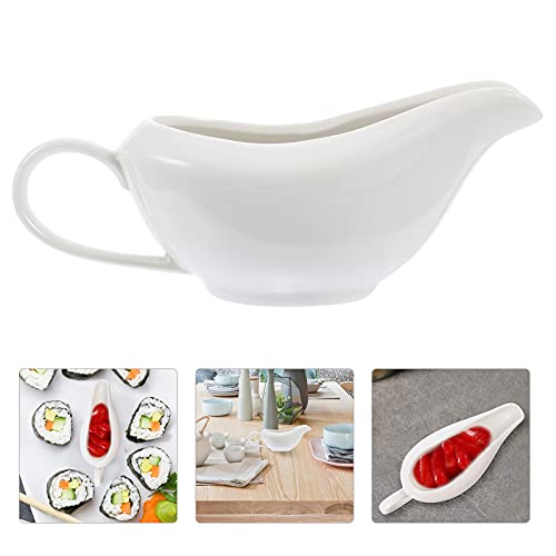 Cabilock Porcelain Gravy Boat Ceramic Sauce Boat White Cream Sugar Dishes Sauce Dipping Bowls Creamer Pitcher Gravey Pourer Sauce Jug Seasoning Container For Salad Dressings L #TOP6