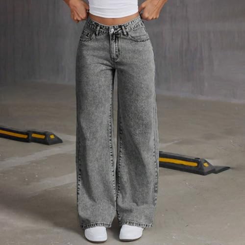 Ladies Bow Embroidered Jeans Sweet and Spicy High Waist Straight Loose Trousers with Pockets 20252