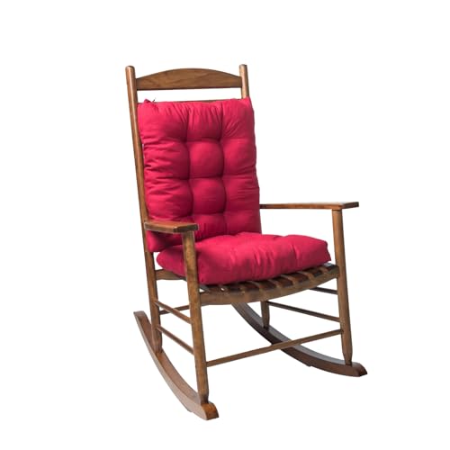 DXDRT Coussins de Chaise à Bascule d'intérieur, Ensemble de Coussins épais et Doux, Coussins de siège de Chaise à Dossier Haut de Patio avec Attaches pour Meubles de Jardin,Rouge