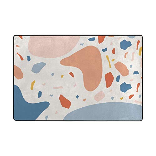 HAOXIANG Alfombra de área grande alfombra de piso antideslizante almohadilla agarre interior lavable forma orgánica abstracta fácil limpieza para dormitorio, cocina, sala de estar y decoración no se