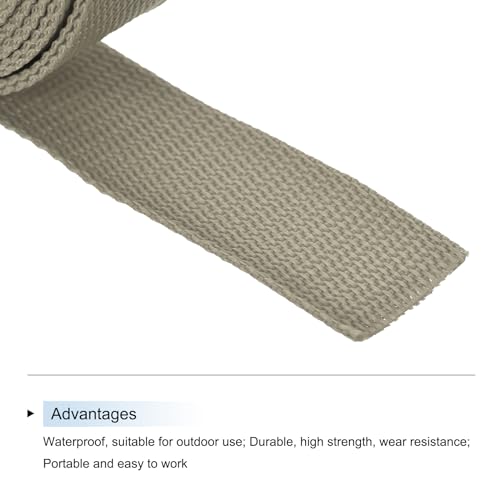 Image of MECCANIXITY Lightweight Polypropylene Webbing Strap 1.5 inch 10 Yard Backpack Strapping Band Khaki for Outdoor Luggage Cargo Straps