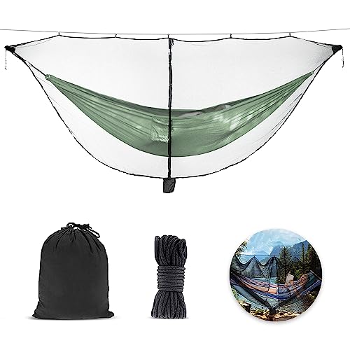 Udbrud Hamaca Mosquitera, Mosquitera Camping con Cremallera de Dos Vías Mosquito Net con Cuerda y Bolsa de Almacenamiento para Mochileros, Senderismo, Viajes al Aire Libre (Sin Hamaca)