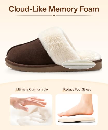 Image of Litfun Fuzzy Memory Foam Slippers for Women Indoor Outdoor House Shoes