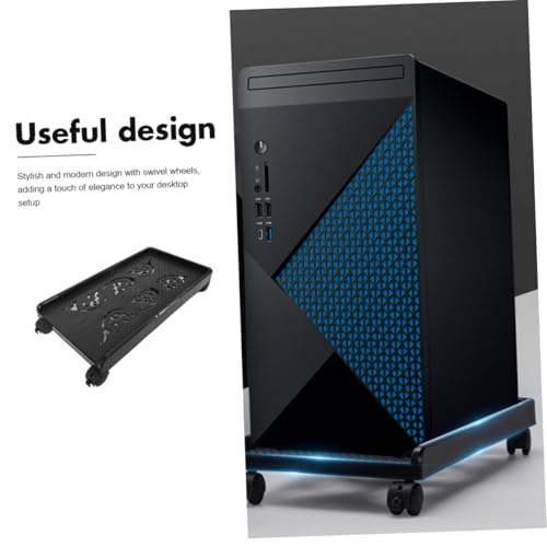 Soporte móvil para CPU con ruedas giratorias y freno, elevador para torre de computadora con bandeja, ideal para ventilación y movimiento fácil en pisos duros o alfombra miniatura 6