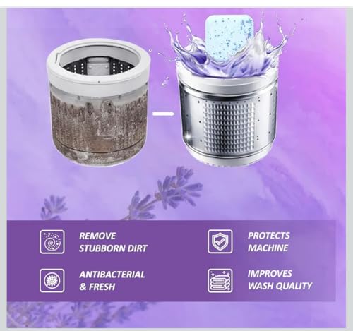 Image of Washing Machine Cleaner Tablets (20 Tablets) | Drum & Pipe Deep Cleaner | Lavender Scent | Removes Odour, Limescale & Residue | For Front Load & Top Load Fully Automatic Washing Machines (Lavender)