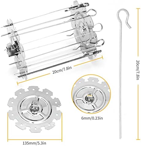Victop Rotating Kebab Skewers Stainless Steel Roaster Rotisserie Skewers, Needle Cage Oven Kebab Maker Grill Includes 10 Skewers Fits for Most Air Fryer Oven Rotisserie Grill