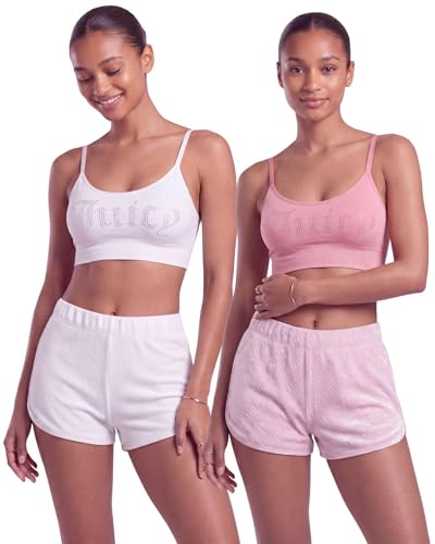Image of Juicy Couture Women's 2-Pack Sleep and Lounge Velvet Fleece Dolphin Shorts