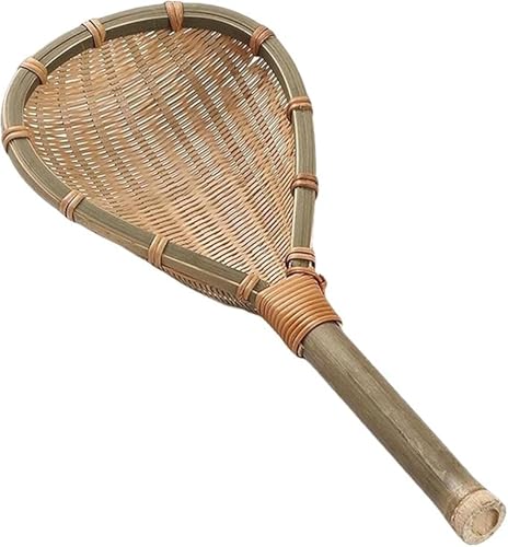 Vilom 天然竹製 調理ざる|4サイズで選べる多用途水切り|麺類・野菜の湯切りに最適|抗菌・防臭で清潔保持|深型設計で食材はね防止|揚げ物の油切りから鍋料理まで|自然素材がキッチンに温もりを添える (B:33*15cm)