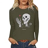 Langarmshirt Damen, Damen Halloween Langarm Sweatshirt Kürbisdruck Sweatshirts Oversized Kürbis-Smiley Print Pullover Tops Kapuzenpullover Hoodie Farbblock Langarmshirt Oberteile für Herbst Winter