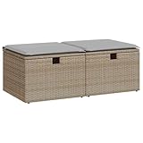 vidaXL 2-delige Loungeset met kussens poly rattan acacia beige