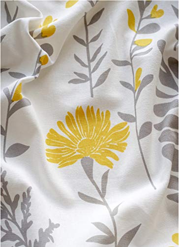 Image of Tranquebar Curtain Co. Window Curtains 6 Feet, 60-65% Room Darkening, Yellow Floral Print, Cotton Curtains for Window, Cotton Curtains 6 Feet Long Set of 2, BackTab Loops, Mazzo (183 cm) - Set of 2