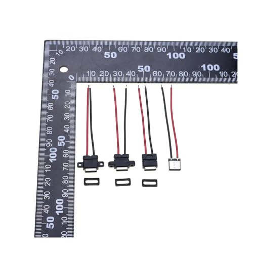 Conector USB C hembra impermeable de 2 pines con cable para carga y proyectos DIY (Paquete de 10) 4