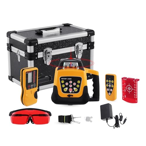 KayEsampra Rotationslaser Selbstnivellierend Baulaser, rot laser selbstnivellierend 360 Grad automatische rotierende Laser Baulaser mit Empfänger und Fernbedienung