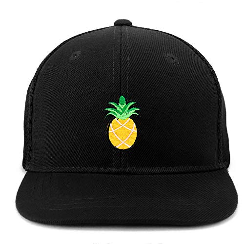Trendy Apparel Shop Pineapple Patch Structured Infant Flatbill Mesh Snapback Cap - Black