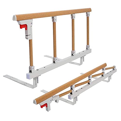 HePesTer Upgrade Bed Rail Safety Frame for Seniors, Wooden Grain Rail for Elderly Easy to Assemble, Suitable for Pregnant, Patients, Bedside Foldable Bar Available for Most of Bed Size