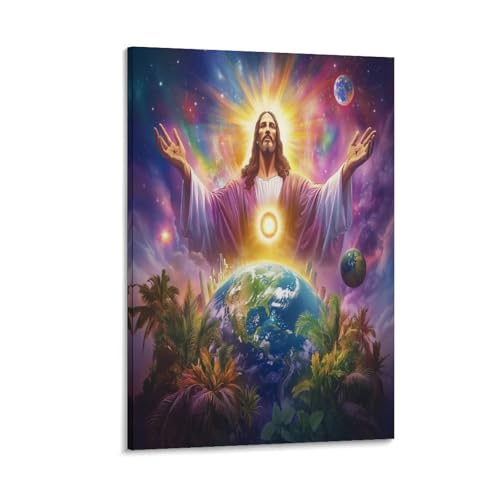 Peintures sur toile Jésus décoration murale moderne tableau religieux 50x75cm