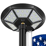Flag Pole Light Solar Powered for Flagpole, 3000lm LED IP67 Waterproof Outdoor Dusk to Dawn for 20+ Hours Double Lighting Coverage Black
